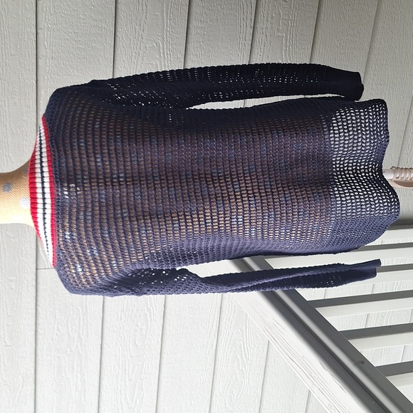 Free People sheer knit preppy vneck sweater Electric City tunic We the Free - Picture 5 of 10